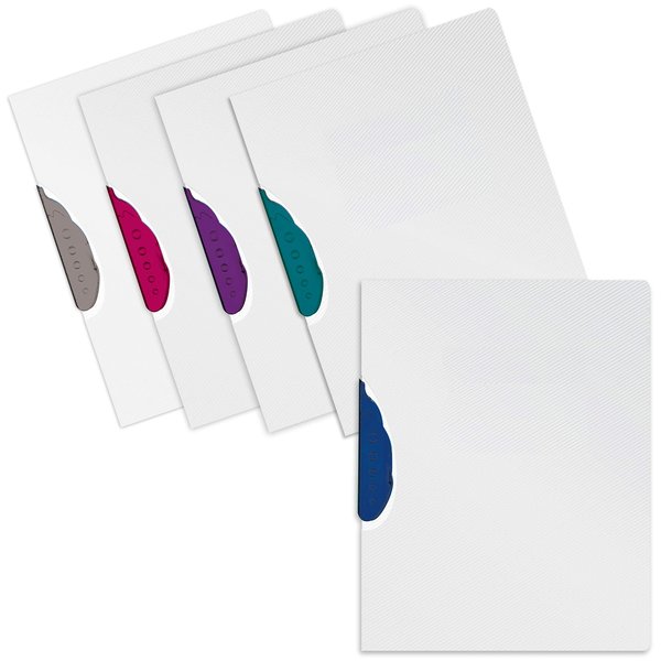 Better Office Products Presentation Folder/Report Covers, No Punch, Textured Clear, Asst'd Color Swivel Swing Lock, 24PK 36424